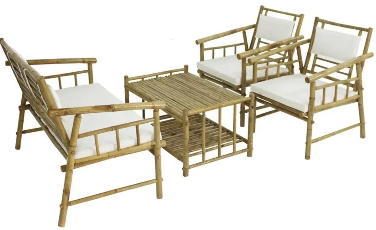 Bamboo 4-Pc Lounge Set, White