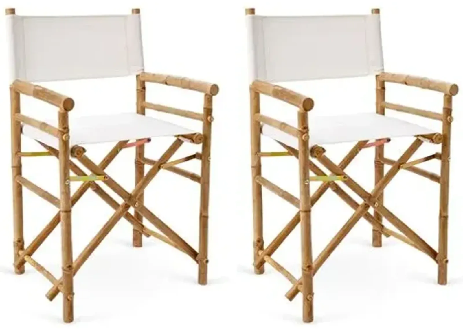 Set of 2 Director's Bamboo Chairs - White