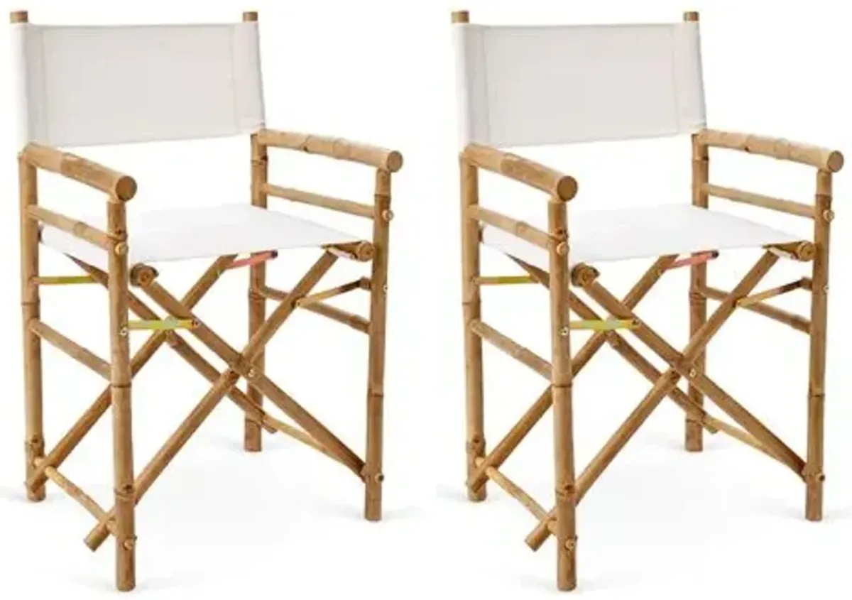 Set of 2 Director's Bamboo Chairs - White