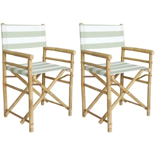 Set of 2 Director's Outdoor Chairs - Celadon/White - Green