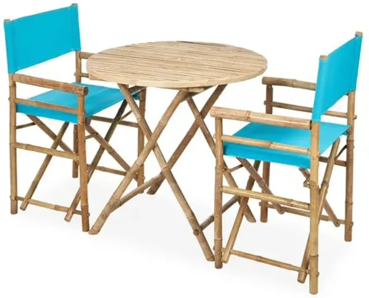 Round 3-Pc Outdoor Dining Set - Aqua - Blue