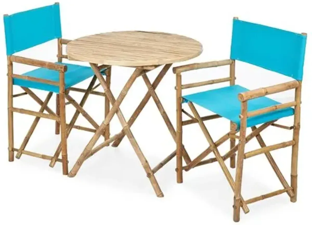 Round 3-Pc Outdoor Dining Set - Aqua - Blue