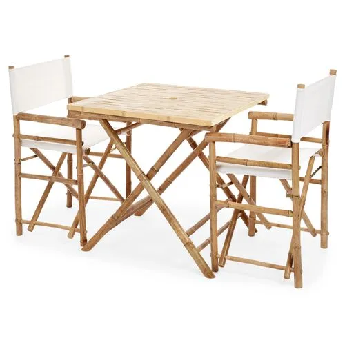 Square 3-Pc Outdoor Dining Set - White/Natural