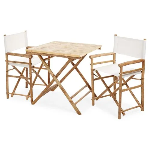 Square 3-Pc Outdoor Dining Set - White/Natural