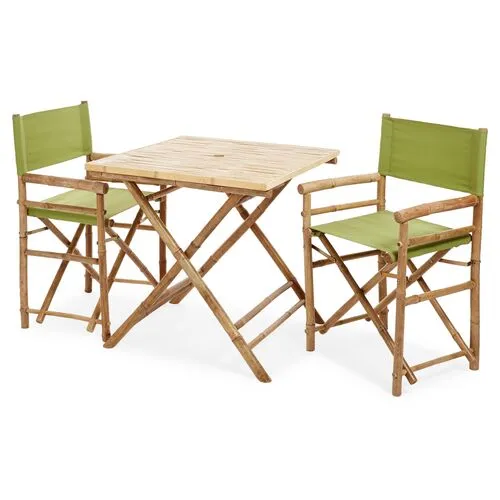 Square 3-Pc Outdoor Dining Set - Green