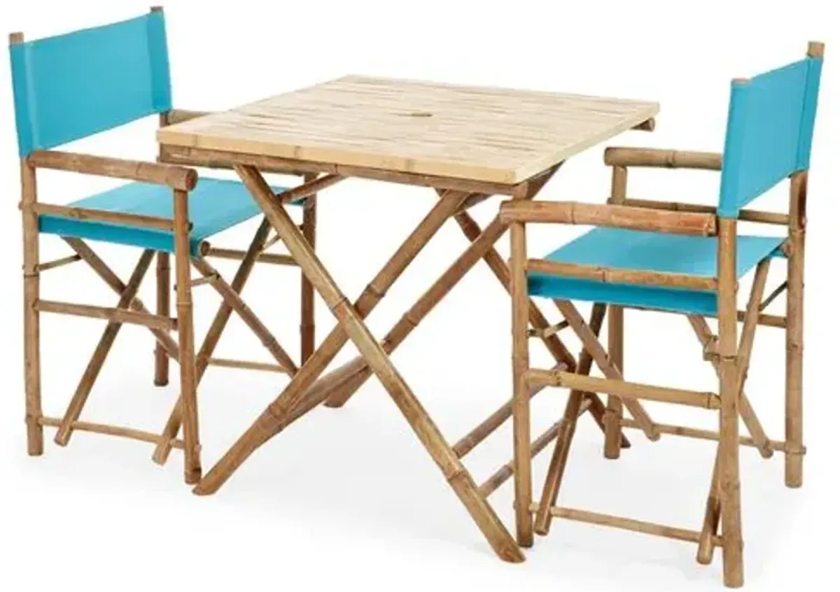 Square 3-Pc Outdoor Dining Set - Aqua - Blue
