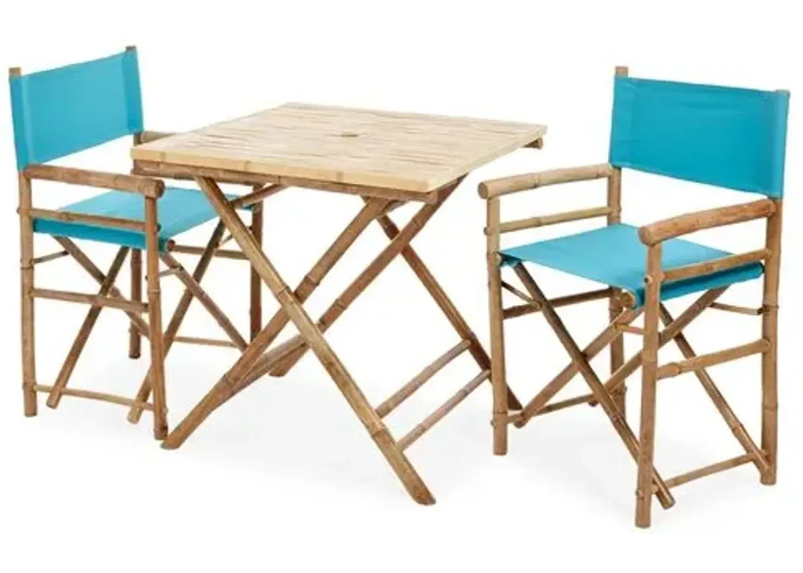 Square 3-Pc Outdoor Dining Set - Aqua - Blue