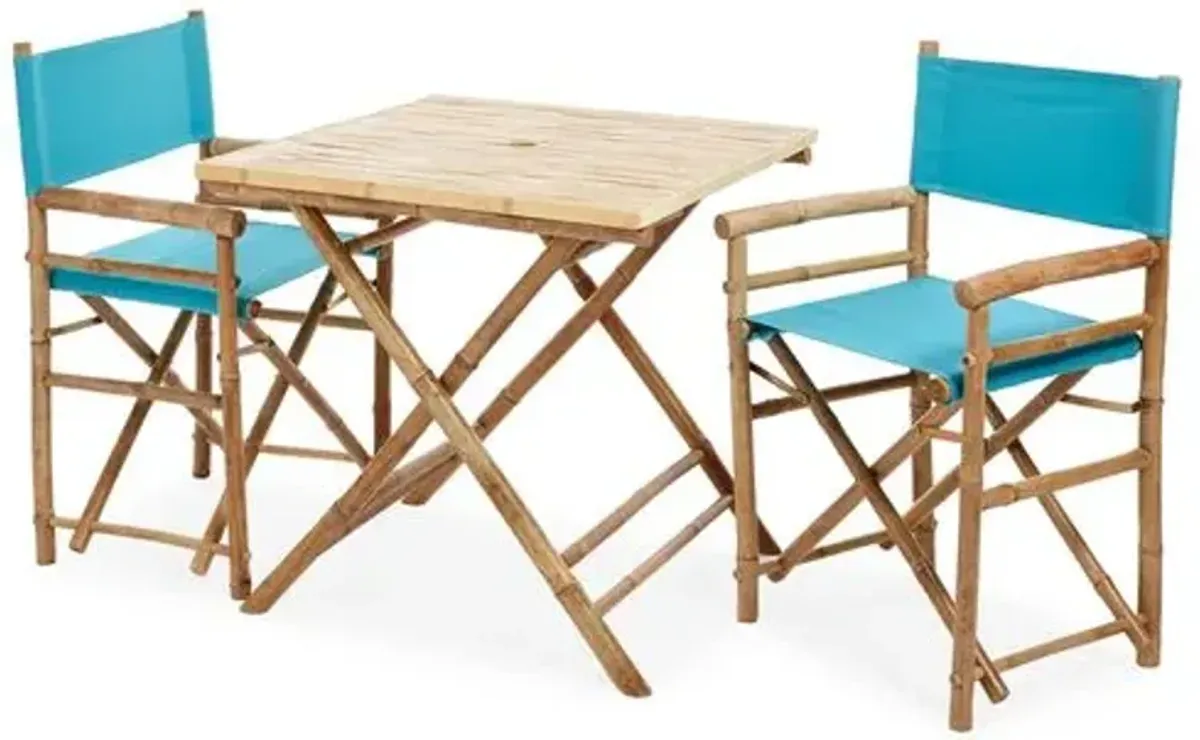 Square 3-Pc Outdoor Dining Set - Aqua - Blue