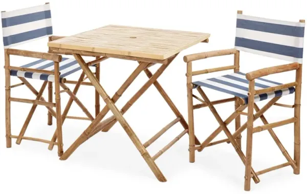 Square 3-Pc Dining Set, Navy/White