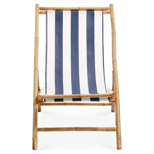 Bamboo Outdoor Lounge Chair - White/Blue