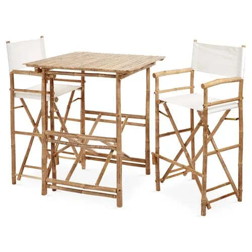 High 3-Pc Outdoor Dining Set - White