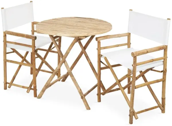 Director's 3-Pc Round Dining Set, White/Natural