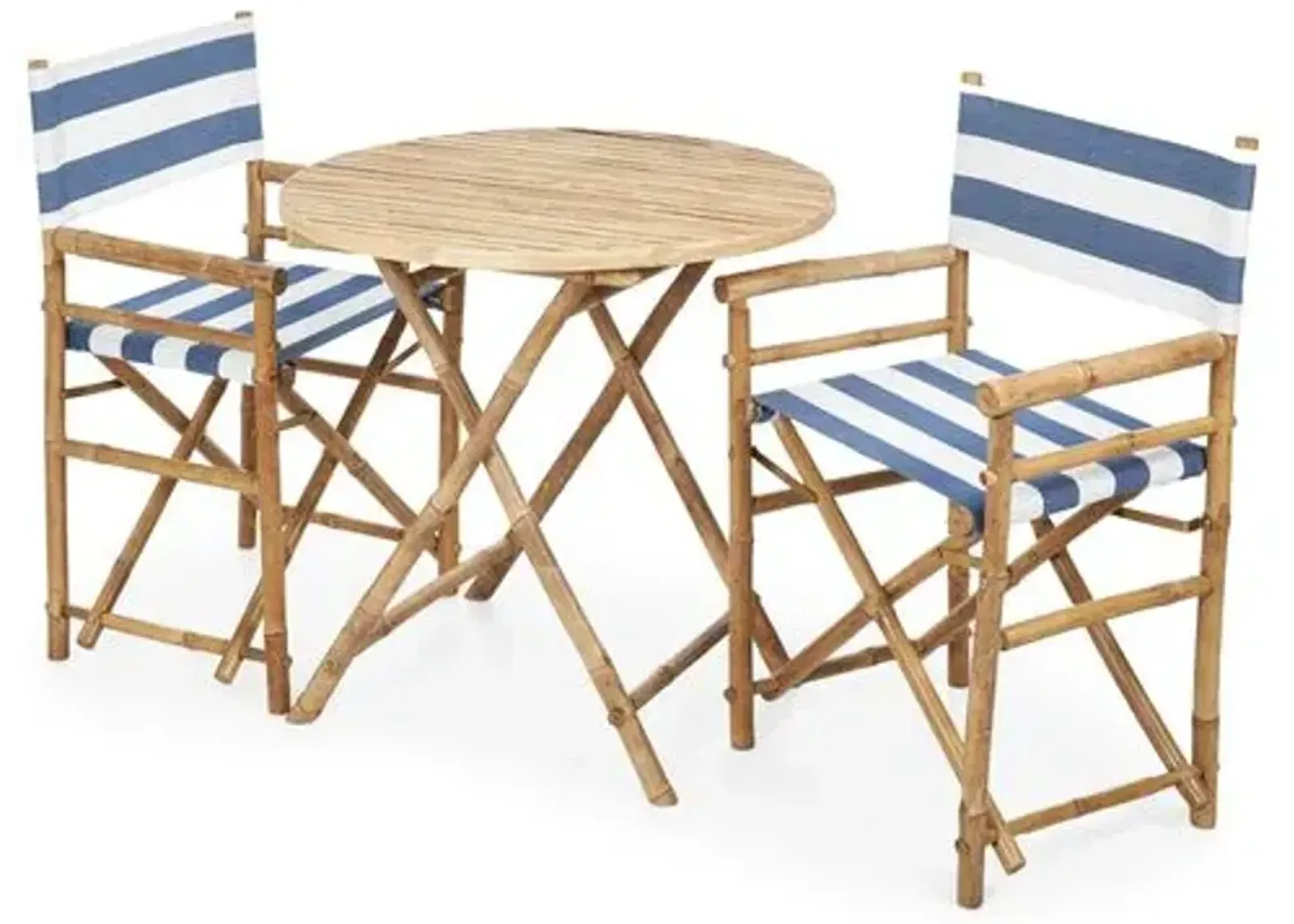 Director's 3-Pc Round Outdoor Dining Set - Navy/White - Blue