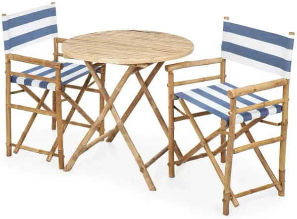 Director's 3-Pc Round Dining Set, Navy/White