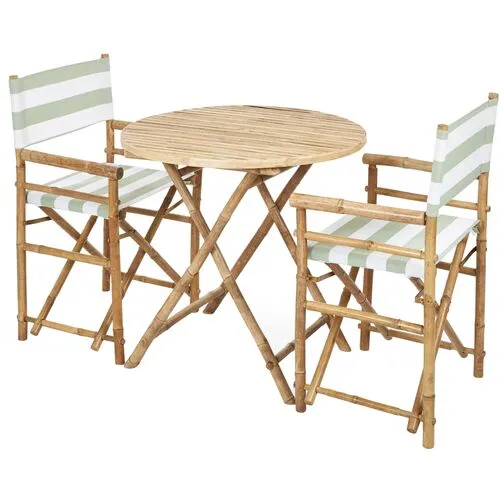 Director's 3-Pc Round Outdoor Dining Set - Green