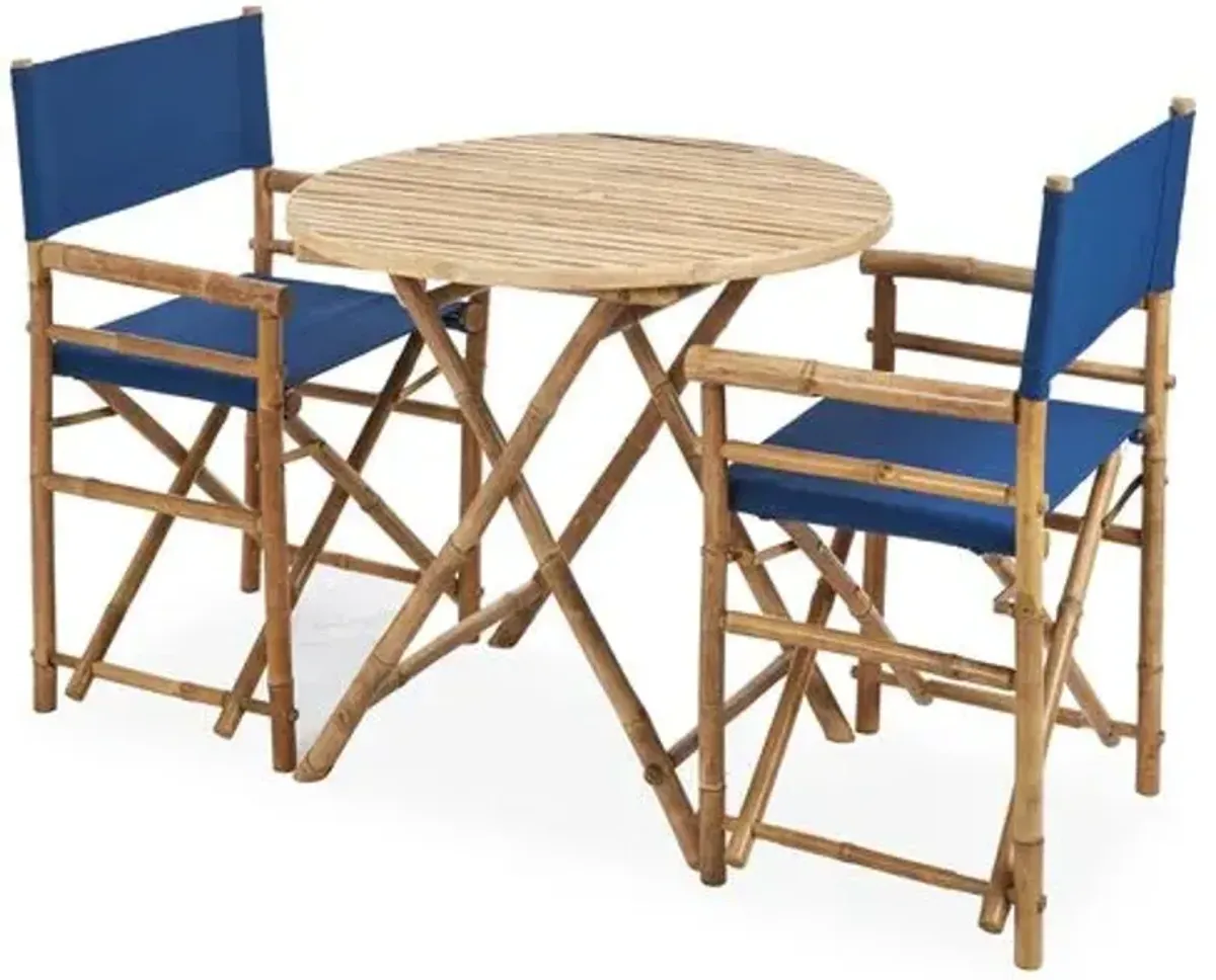 Director's 3-Pc Round Outdoor Dining Set - Navy - Blue