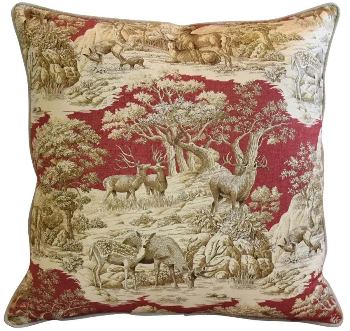 Woodland Toile Deer & Velvet Pillows - Pr