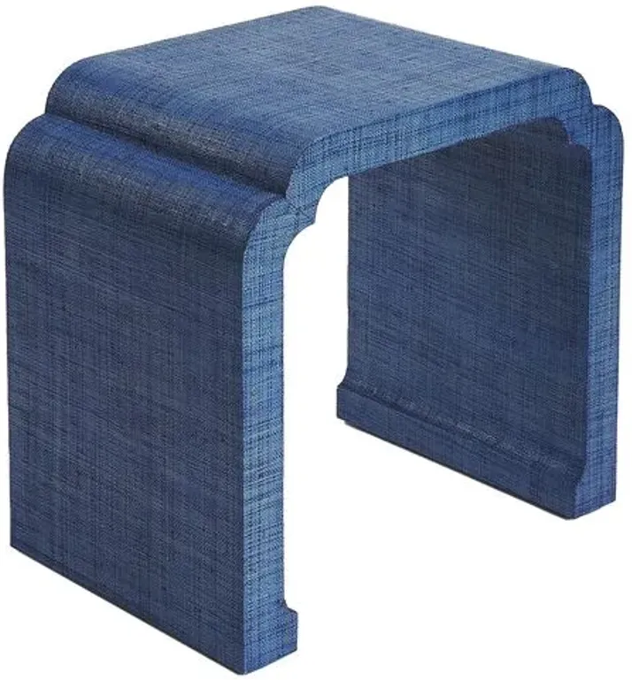 Kos Raffia Waterfall Side Table - Indigo - Blue