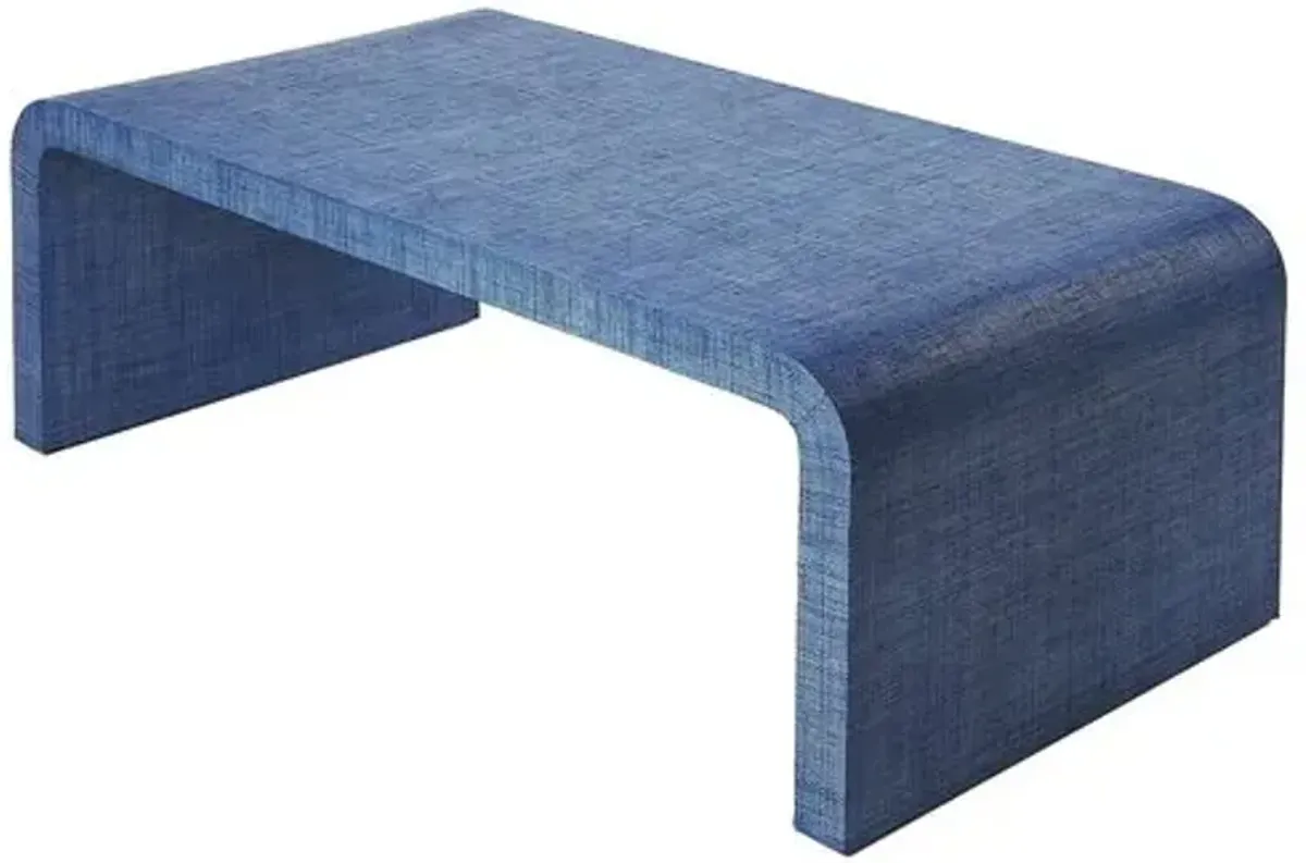 Kos Raffia Waterfall Coffee Table - Blue