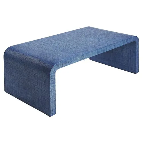 Kos Raffia Waterfall Coffee Table - Blue