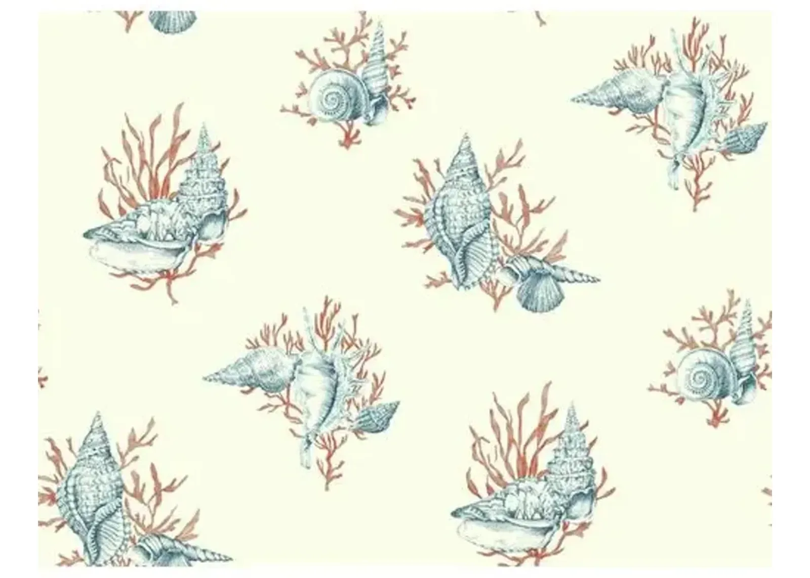 Shell Toile Wallpaper - Blue/Red