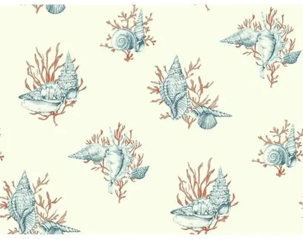 Shell Toile Wallpaper - Blue/Red