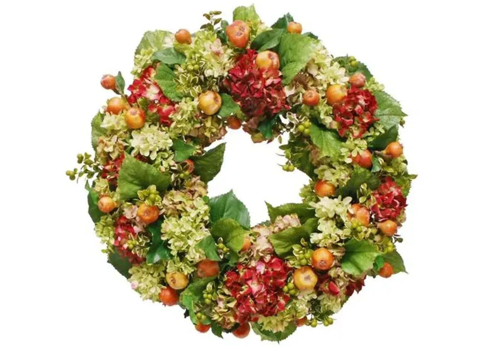 26" Hydrangea & Quince Wreath - Faux - Multi