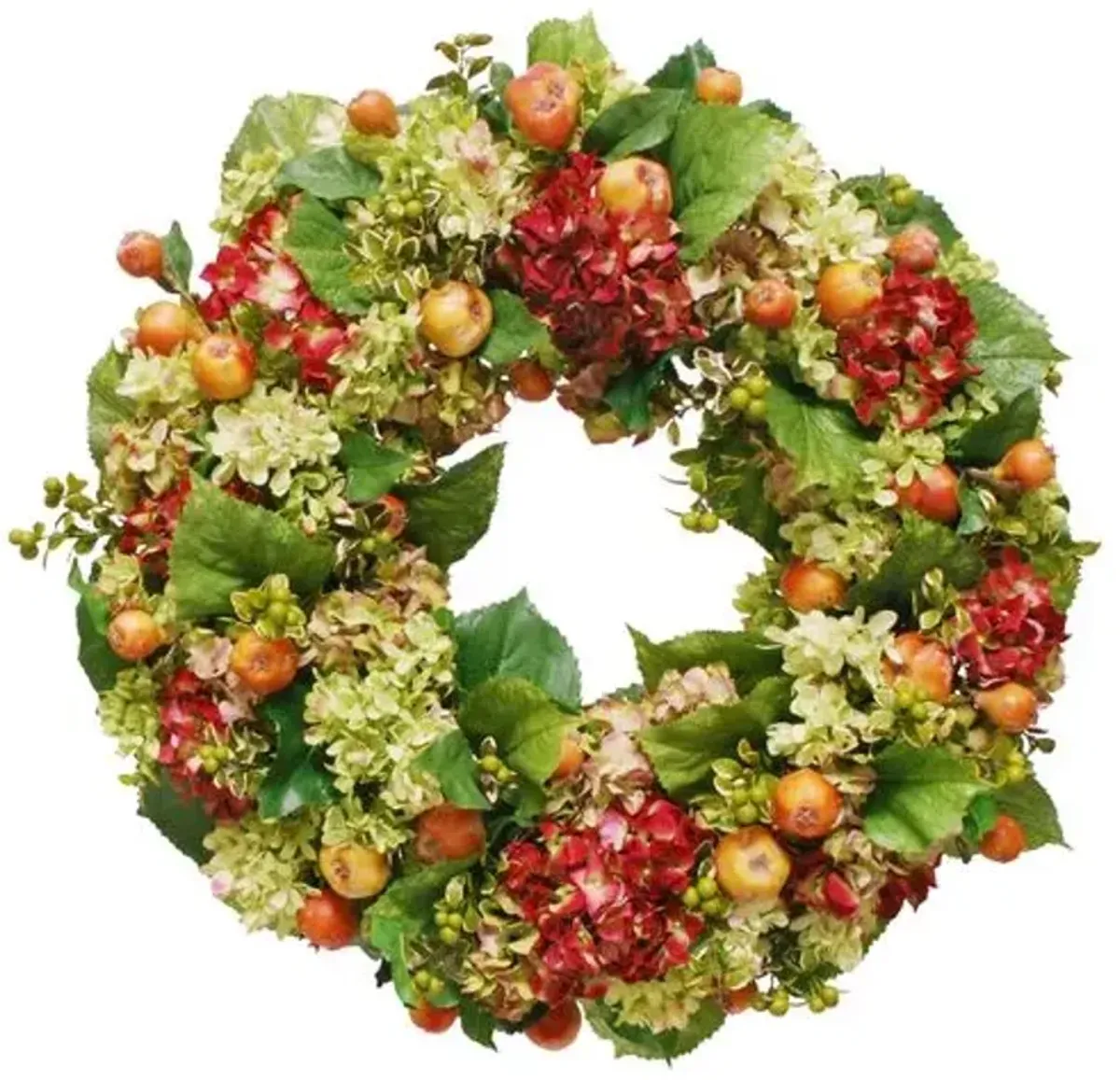 26" Hydrangea & Quince Wreath - Faux - Multi