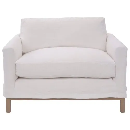 Dufton Slipcover Club Chair - White Linen - Community