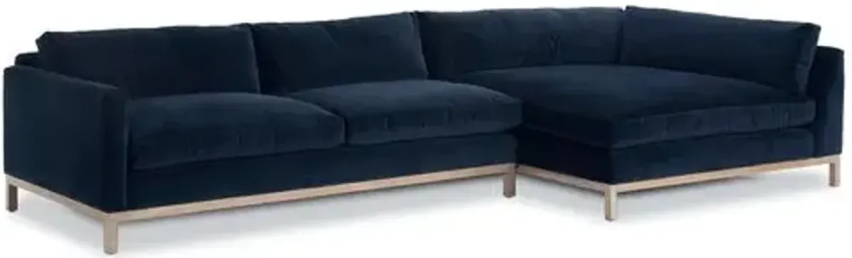 Dufton Sectional - Navy Velvet - Community - Blue