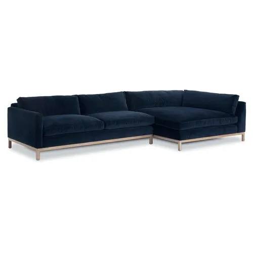 Dufton Sectional - Navy Velvet - Community - Blue