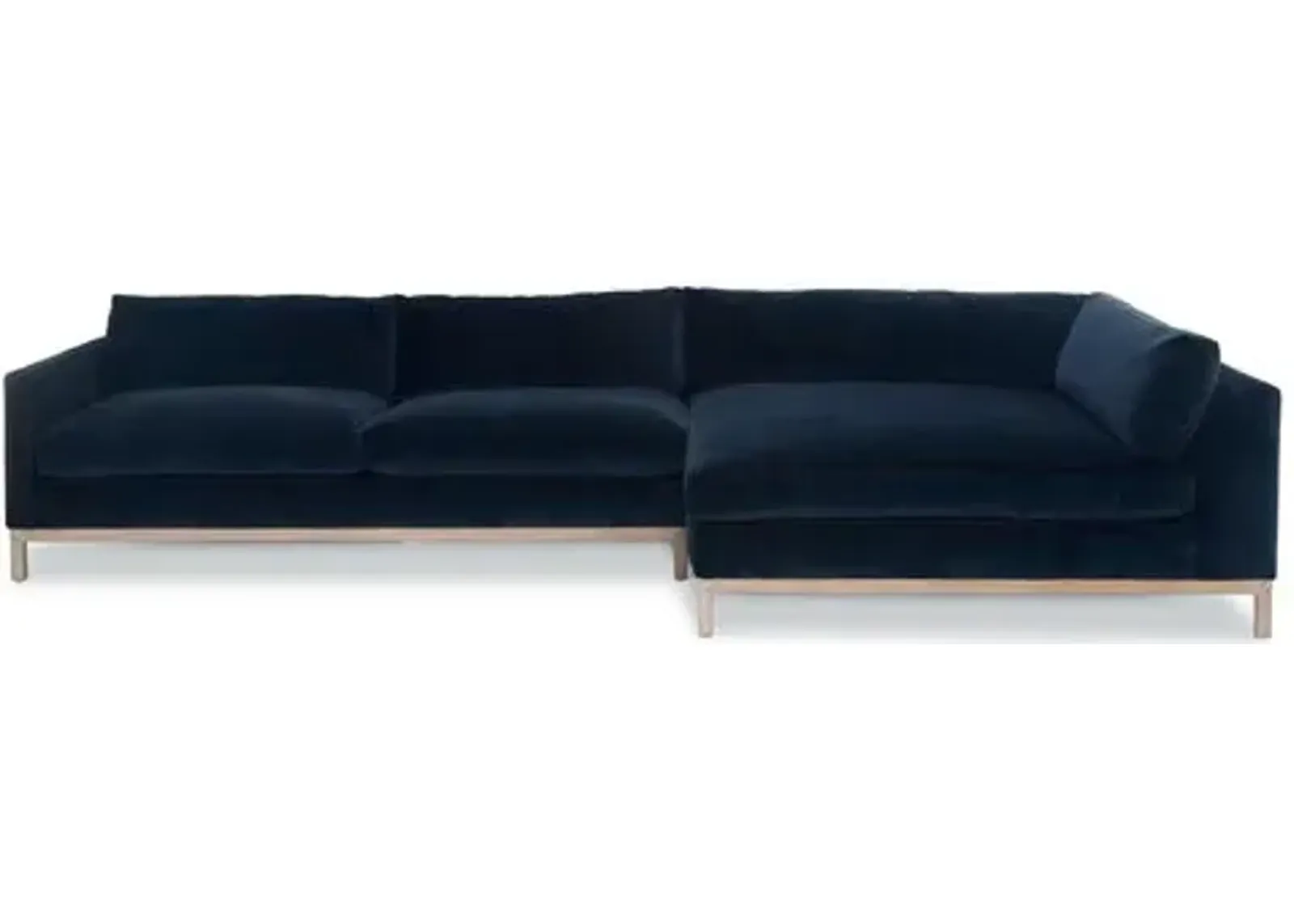 Dufton Sectional - Navy Velvet - Community - Blue