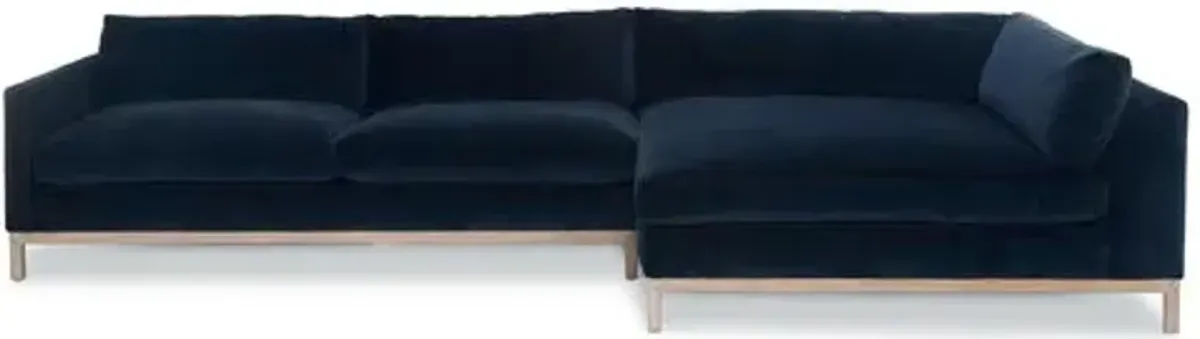 Dufton Sectional - Navy Velvet - Community - Blue