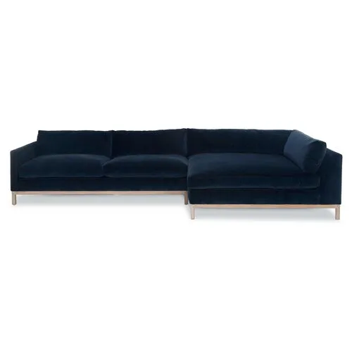 Dufton Sectional - Navy Velvet - Community - Blue