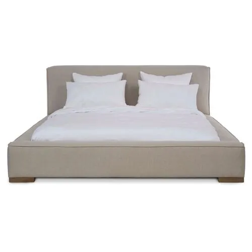 Edson Platform Bed - Natural Linen - Community - Beige - Mattress Required