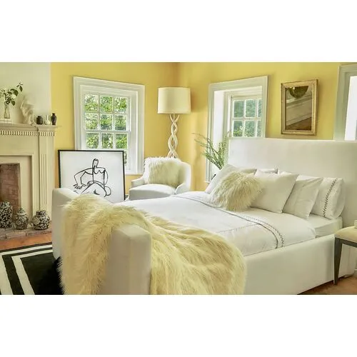 Nemus Panel Bed - Crypton Linen - Community - Ivory - Upholstered, Mattress, Box Spring Required