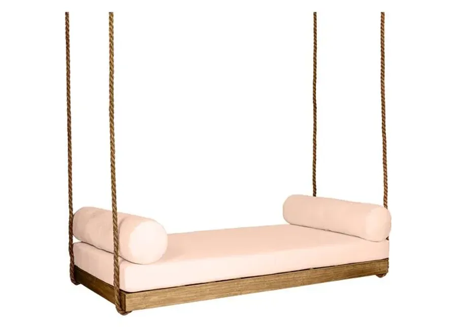 Sipsey Outdoor Porch Swing - Natural/Rose Sunbrella - Handcrafted - Pink