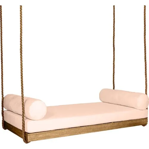 Sipsey Outdoor Porch Swing - Natural/Rose Sunbrella - Handcrafted - Pink