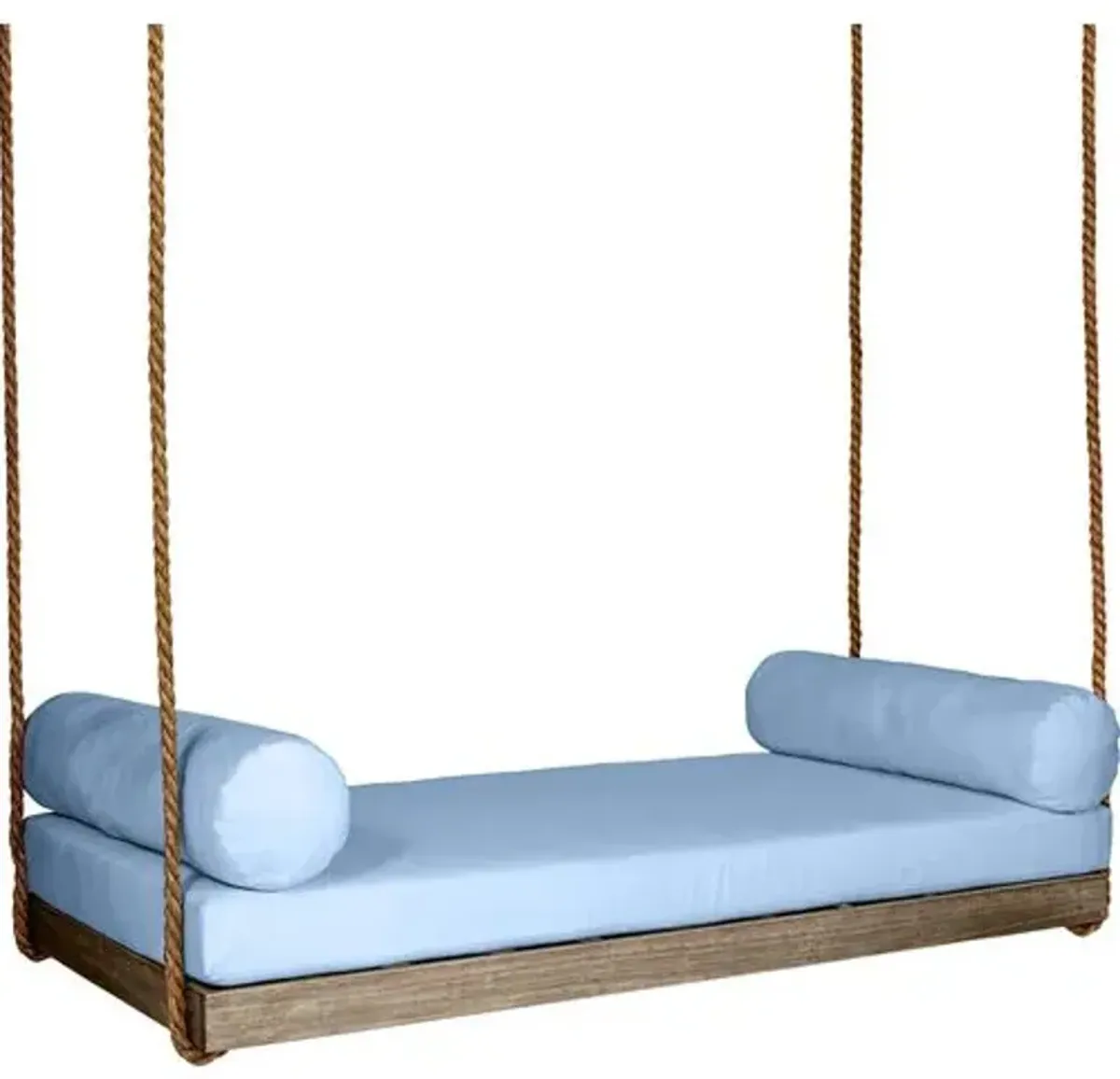 Sipsey Outdoor Porch Swing - Driftwood/Blue Sunbrella - Handcrafted