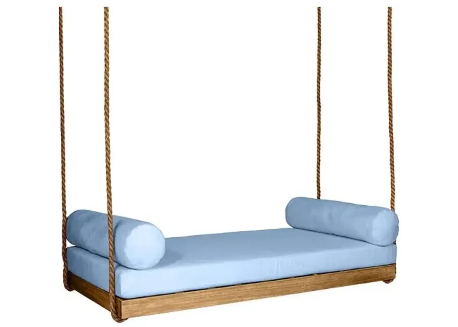 Sipsey Outdoor Porch Swing - Natural/Blue Sunbrella - Handcrafted