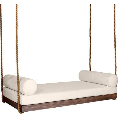 Sipsey Outdoor Porch Swing - Coffee/Beige Sunbrella - Handcrafted