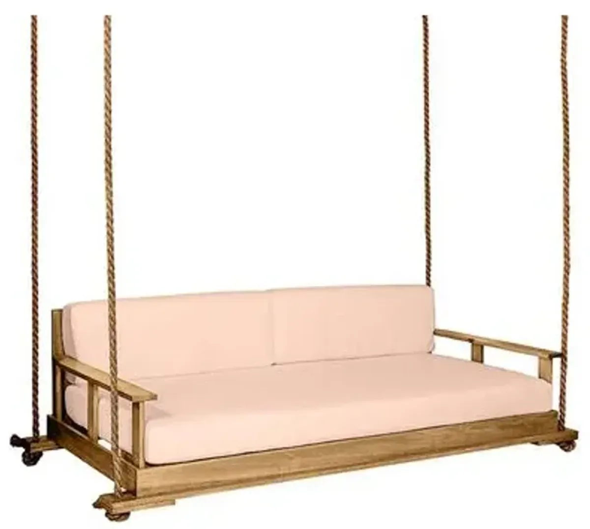 Faulkner Outdoor Porch Swing - Natural/Rose Sunbrella - Handcrafted - Pink