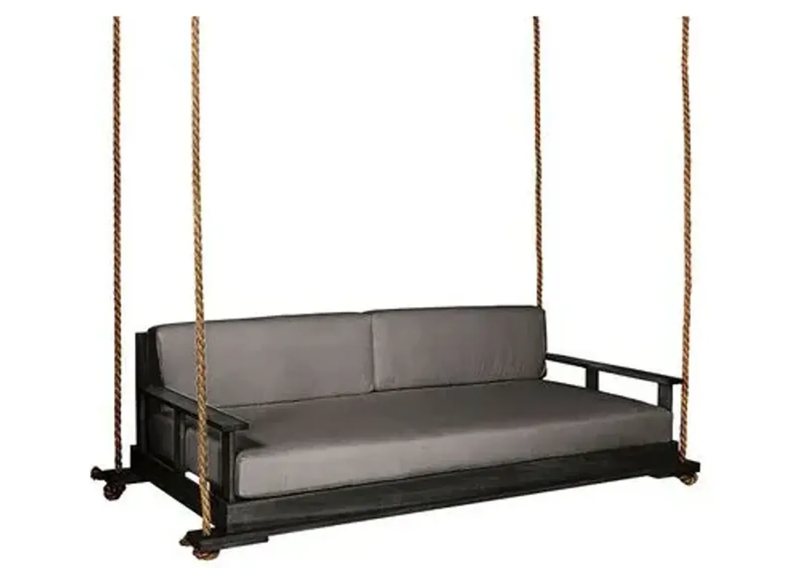 Faulkner Outdoor Porch Swing - Black/Gray Sunbrella - Handcrafted