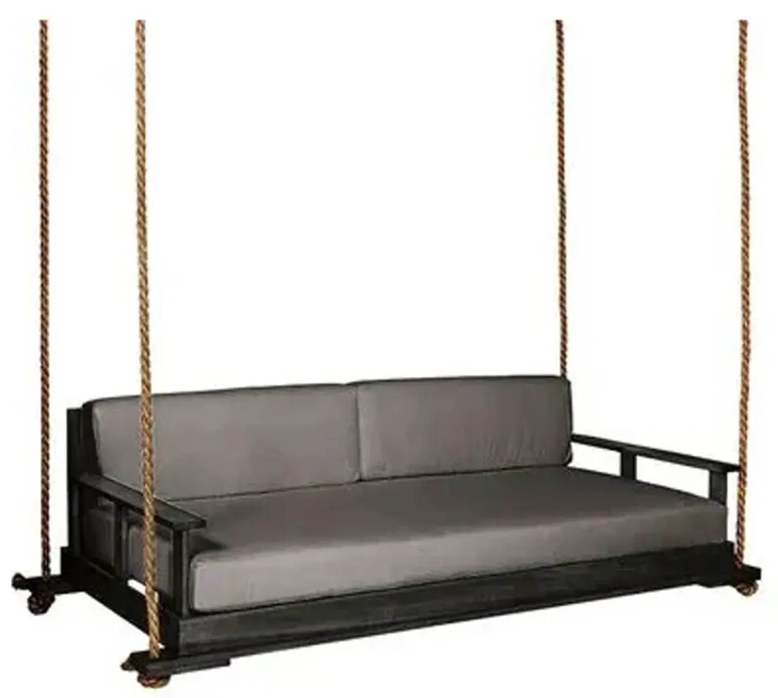 Faulkner Outdoor Porch Swing - Black/Gray Sunbrella - Handcrafted