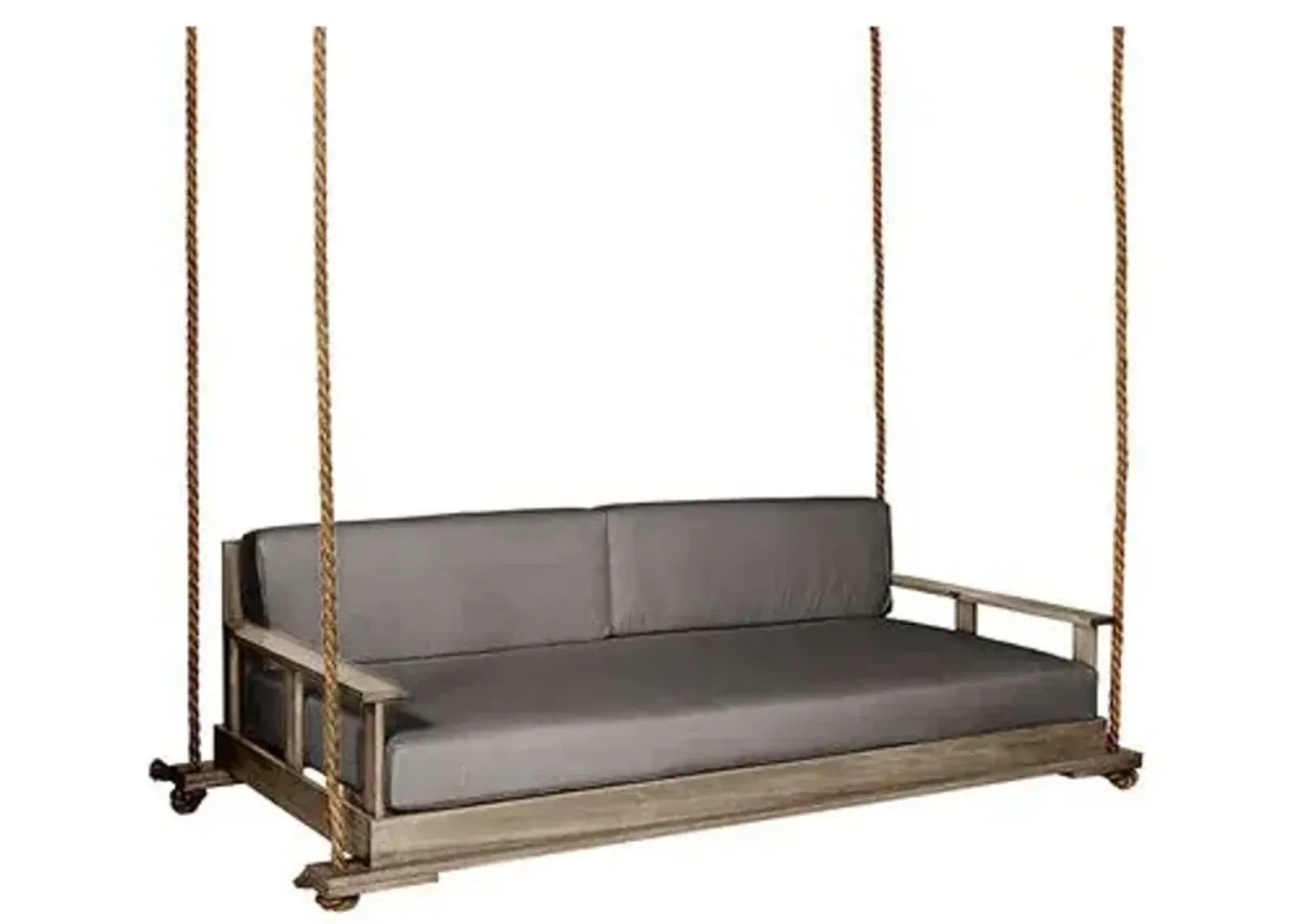 Faulkner Outdoor Porch Swing - Driftwood/Gray Sunbrella - Handcrafted