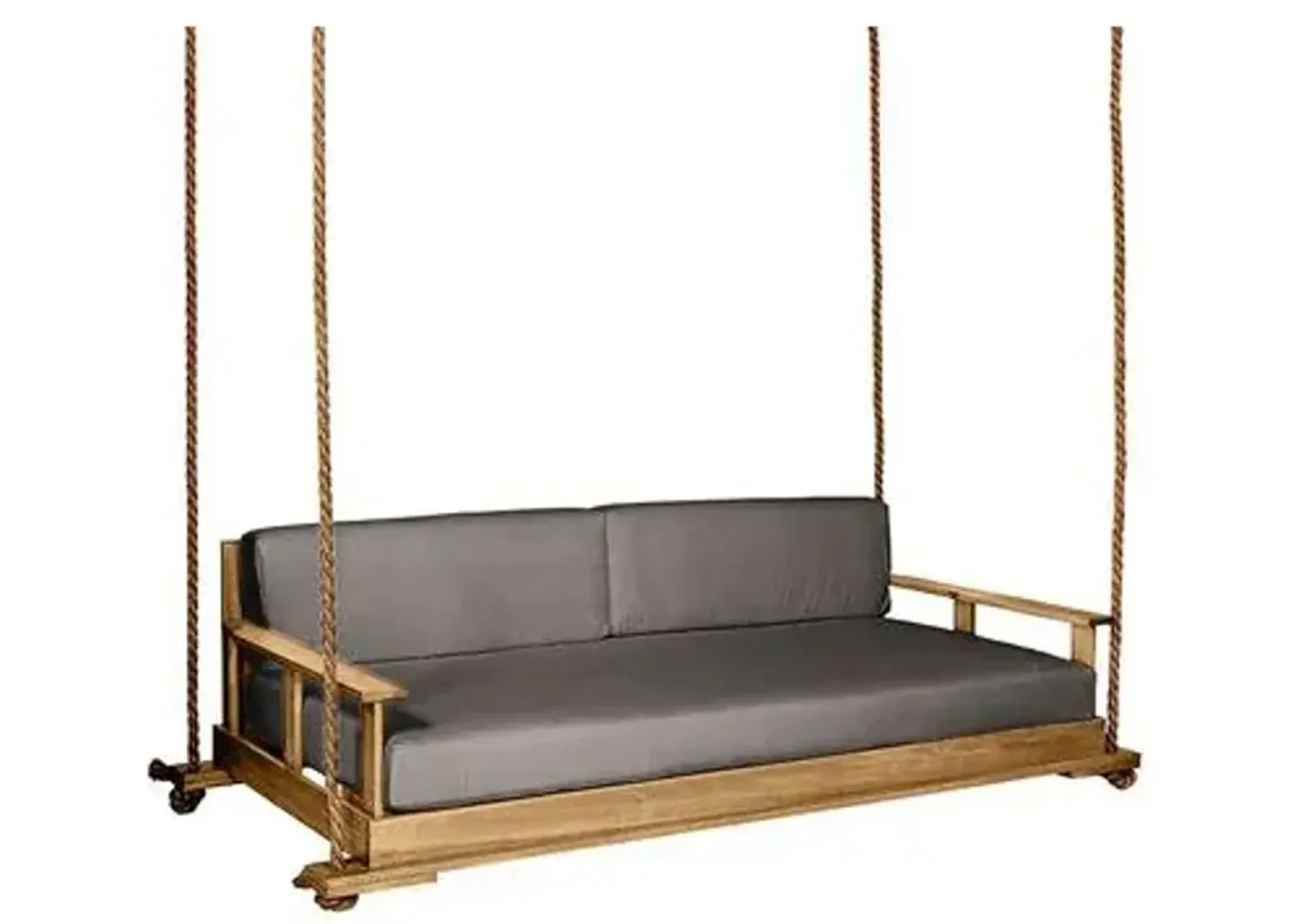 Faulkner Outdoor Porch Swing - Natural/Gray Sunbrella - Handcrafted