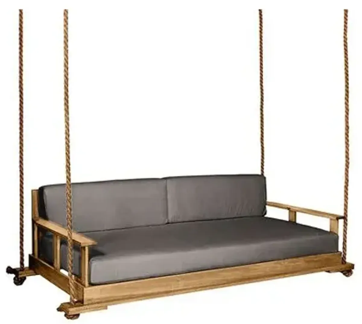 Faulkner Outdoor Porch Swing - Natural/Gray Sunbrella - Handcrafted