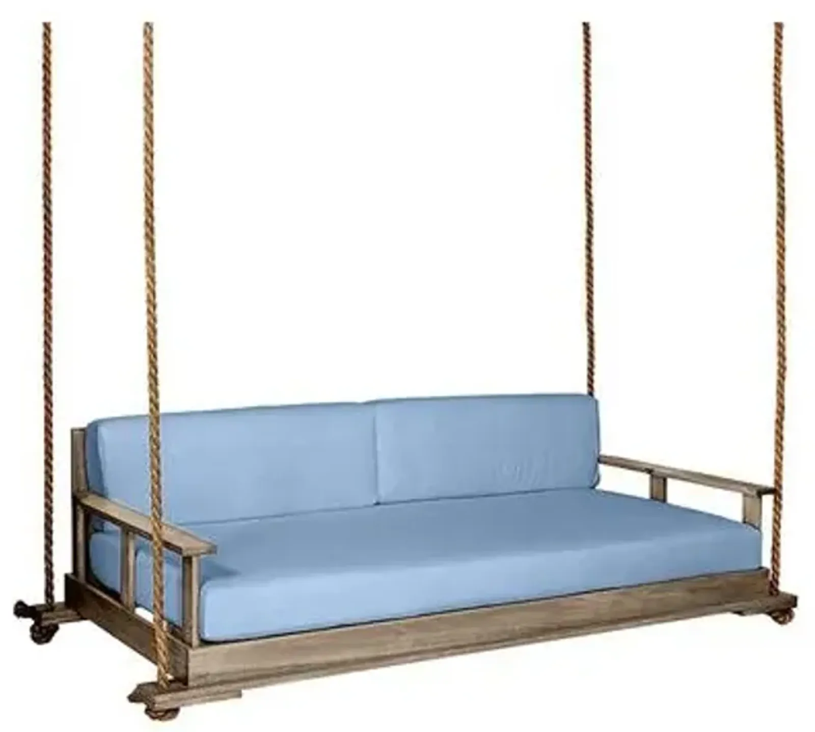 Faulkner Outdoor Porch Swing - Driftwood/Blue Sunbrella - Handcrafted