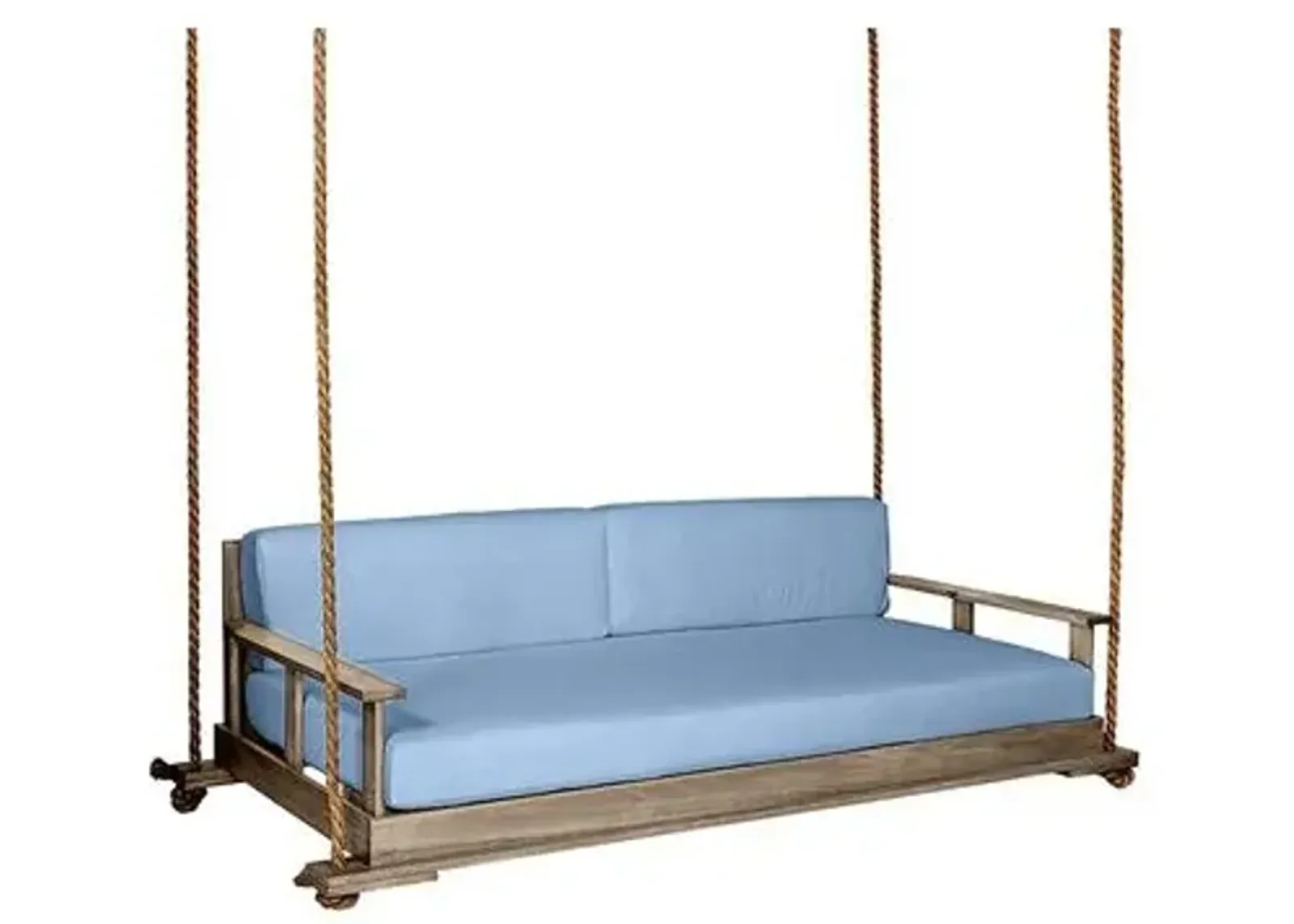 Faulkner Outdoor Porch Swing - Driftwood/Blue Sunbrella - Handcrafted