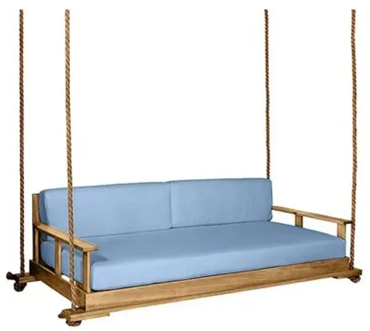 Faulkner Outdoor Porch Swing - Natural/Blue Sunbrella - Handcrafted